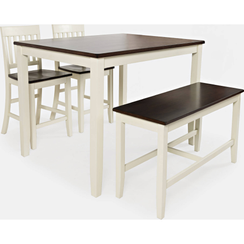 Decatur Lane 4 Piece Counter Height Dining Set in Brown & White